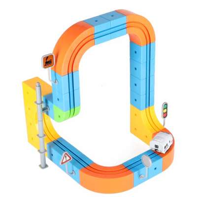 Magnetic Building Blocks Race Track and Trains Set 65 Pieces