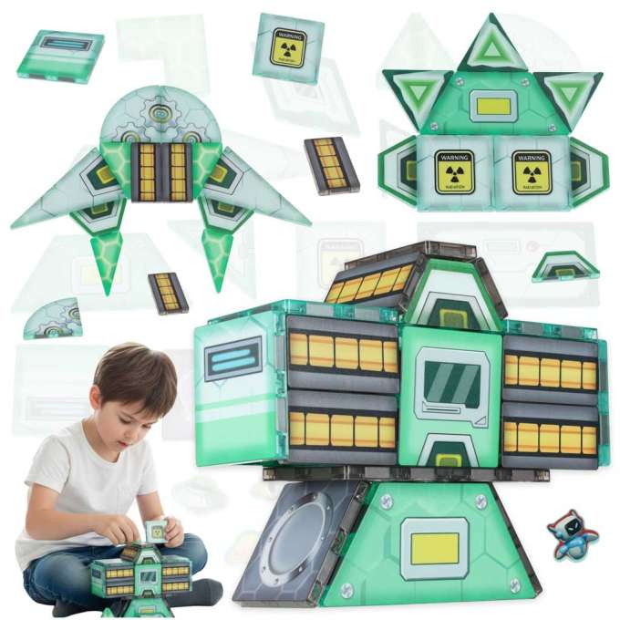 Magnetic construction blocks space station 108 elements