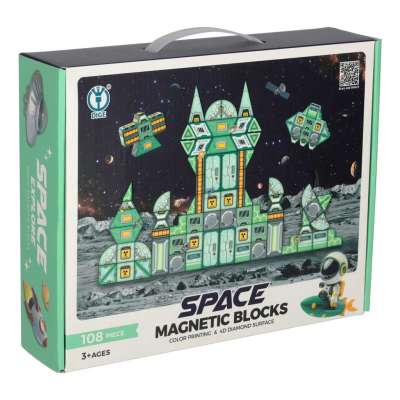 Magnetic construction blocks space station 108 elements