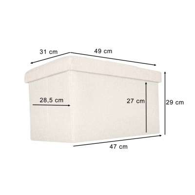 Pufa ze schowkiem do siedzenia otwierana składana 50x31x31cm beżowa