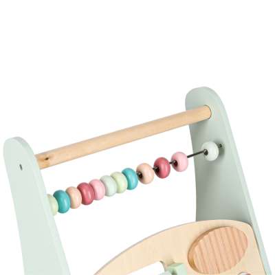 Push toy for children wooden walker with abacus blue