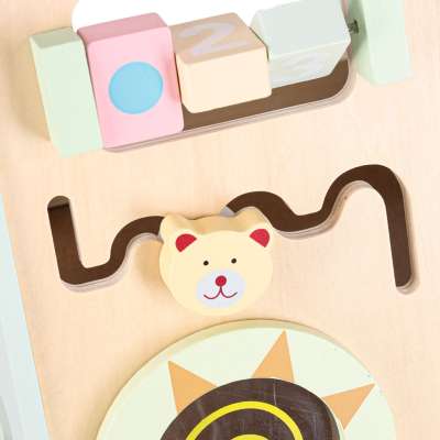 Push toy for children wooden walker with abacus blue
