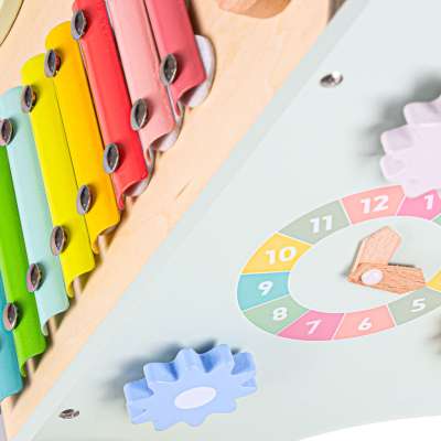 Push toy for children wooden walker with abacus blue