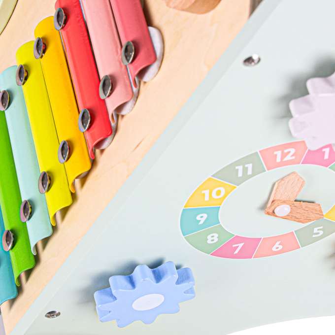 Push toy for children wooden walker with abacus blue