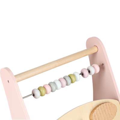 Push toy for children wooden walker with abacus pink
