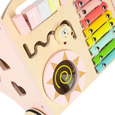 Push toy for children wooden walker with abacus pink