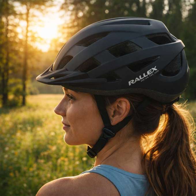RALLEX Women's bicycle helmet men's adjustable black L 58-62cm