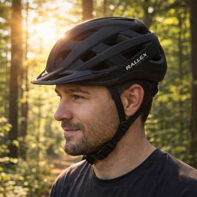RALLEX Women's bicycle helmet men's adjustable black L 58-62cm