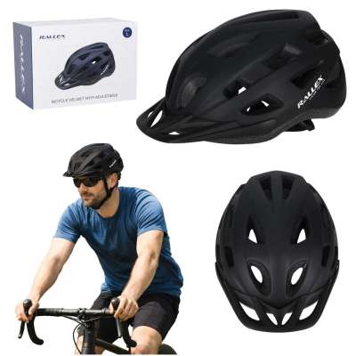 RALLEX Women's bicycle helmet men's adjustable black L 58-62cm