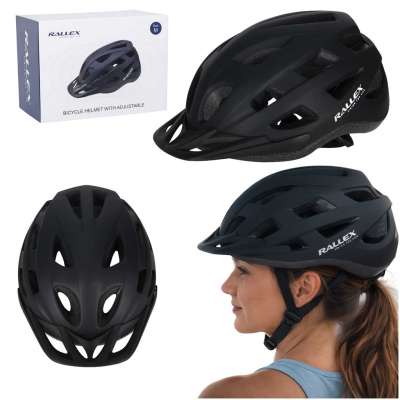 RALLEX Women's bicycle helmet men's adjustable black M 54-58cm
