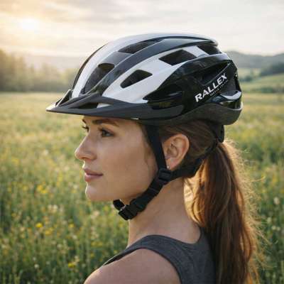 RALLEX Women's bicycle helmet men's adjustable black and white L 58-62cm