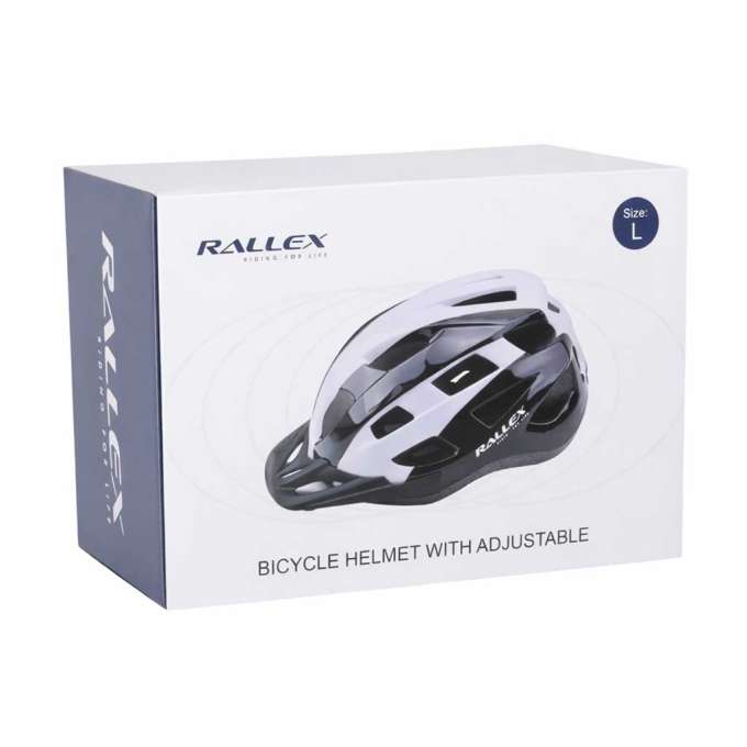 RALLEX Women's bicycle helmet men's adjustable black and white L 58-62cm