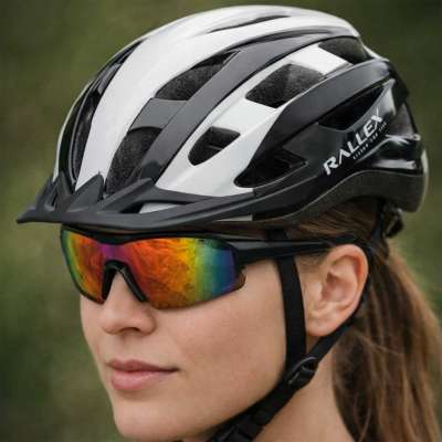 RALLEX Women's bicycle helmet men's adjustable black and white M 54-58cm