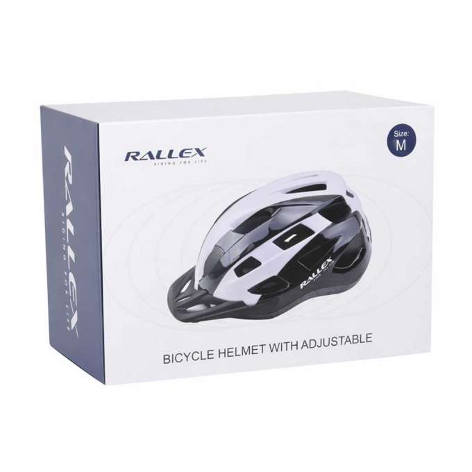 RALLEX Women's bicycle helmet men's adjustable black and white M 54-58cm