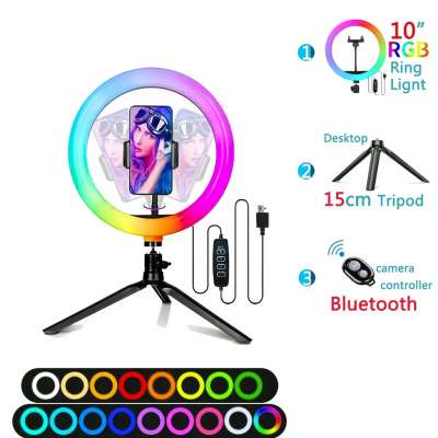 RGB LED selfie ring light on tripod