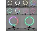 RGB LED selfie ring light on tripod 10