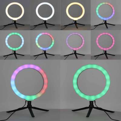 RGB LED selfie ring light on tripod