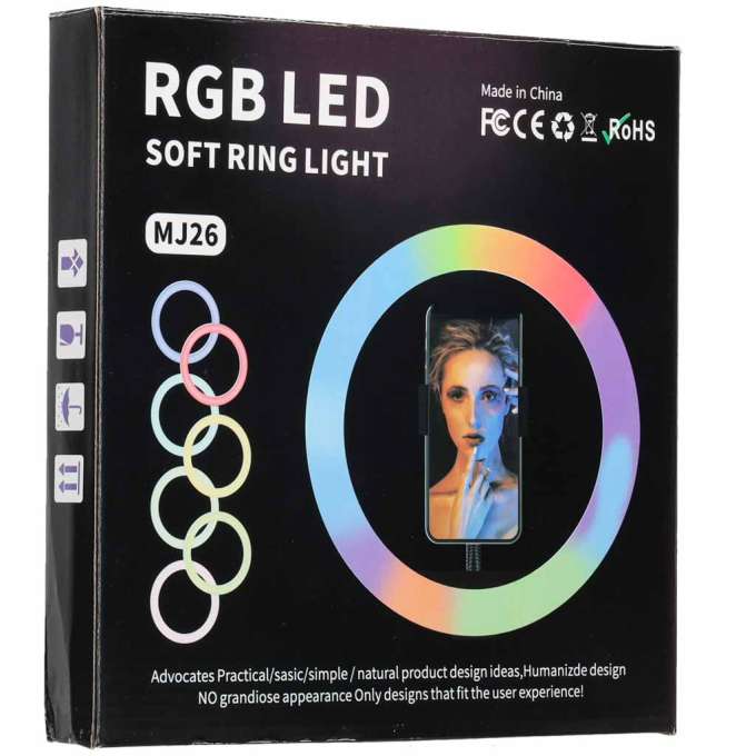 RGB LED selfie ring light on tripod