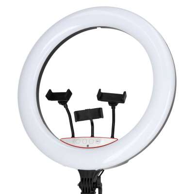 RGB LED selfie ring light on tripod 3 handles
