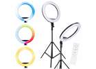 RGB LED selfie ring light on tripod 3 handles 16