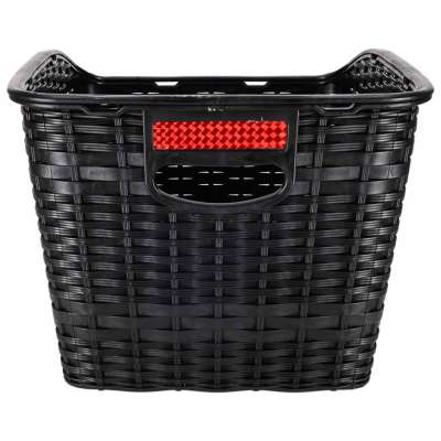 Rattan rear rack bicycle basket with reflector