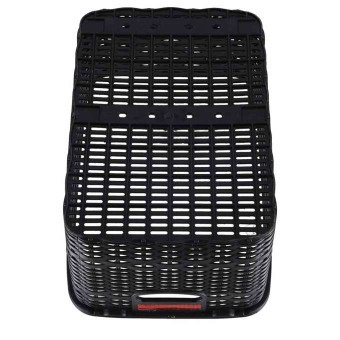 Rattan rear rack bicycle basket with reflector