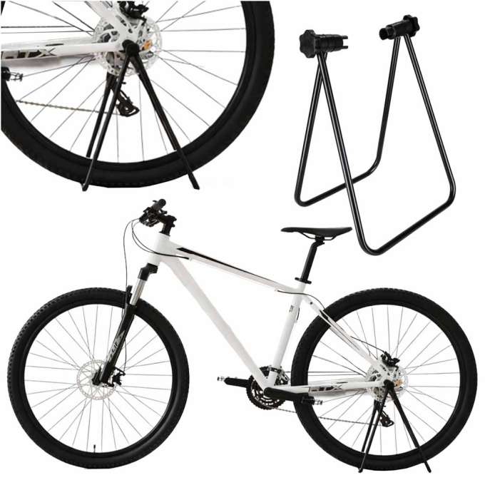 Rear wheel folding metal service bike stand