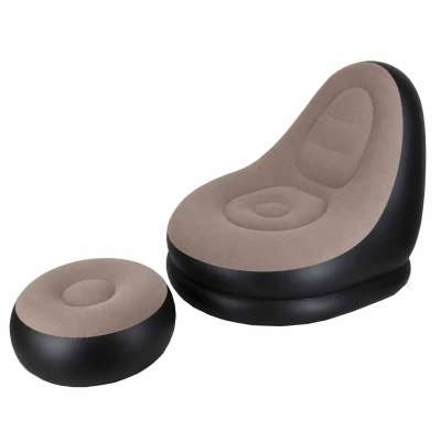 Recliner chair with footrest inflatable sofa pouf pump 2-in-1 set