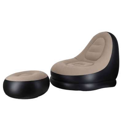 Recliner chair with footrest inflatable sofa pouf pump 2-in-1 set