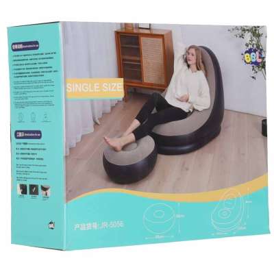 Recliner chair with footrest inflatable sofa pouf pump 2-in-1 set