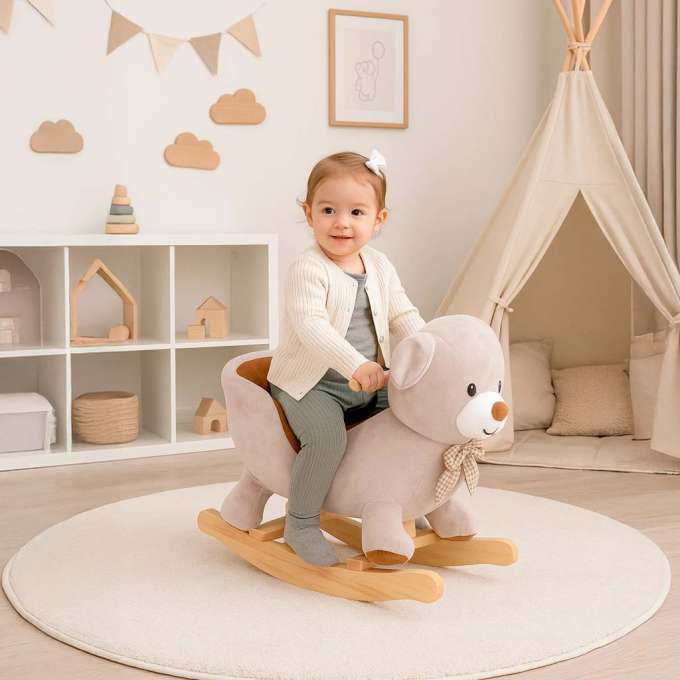 Rocking teddy bear plush rocker with soft seat