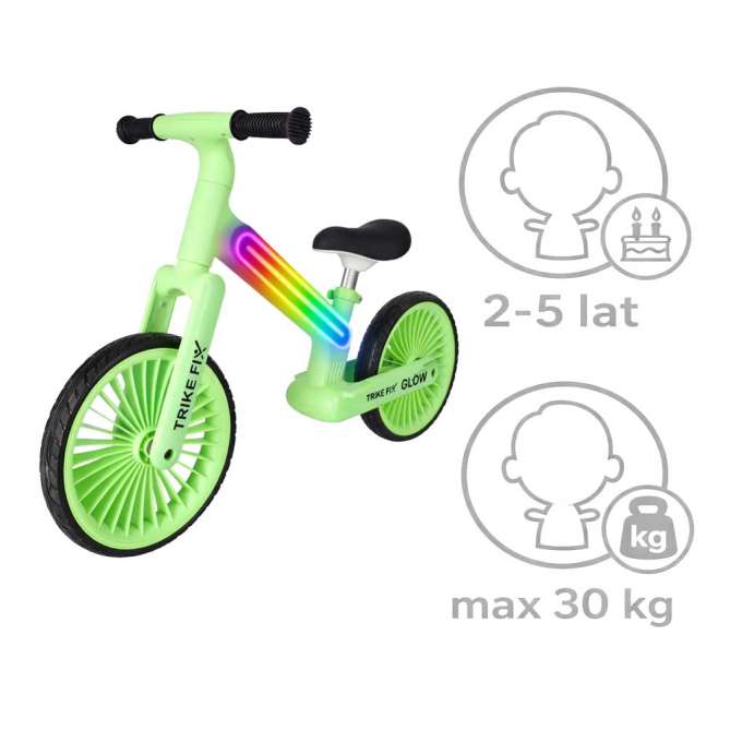Rowerek biegowy Trike Fix Glow LED neon zielony