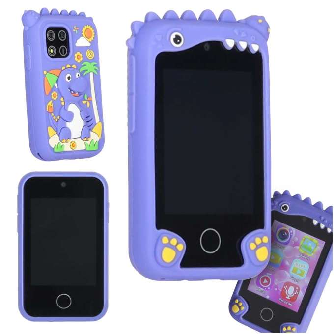 Smartphone for kids with camera 8GB memory card blue dinosaur