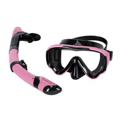 Snorkel mask goggles snorkel tube set pink and black