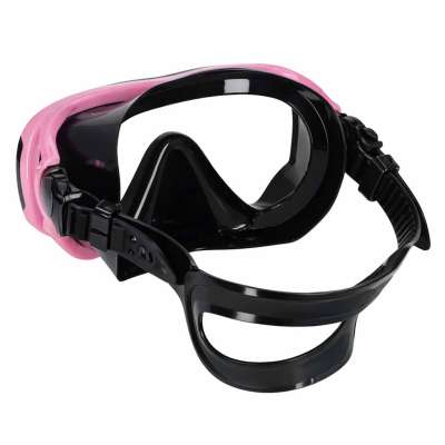 Snorkel mask goggles snorkel tube set pink and black