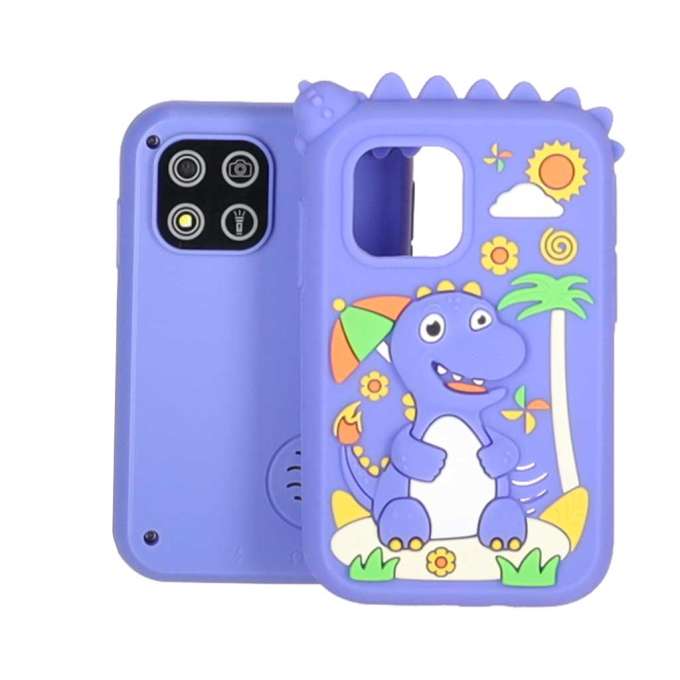 Telefon smartfon dla dzieci aparat kamera karta 8GB niebieski dinozaur