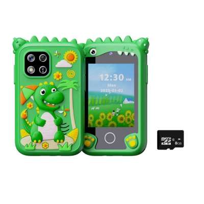 Telefon smartfon dla dzieci aparat kamera karta 8GB zielony dinozaur