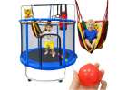 Trampolina dla dzieci ogrodowa siatka piłki koszykówka 155cm niebieska 1