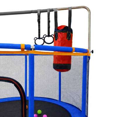 Trampoline for children garden ball net basketball 155cm blue