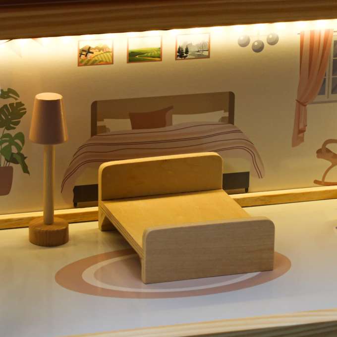 Wooden dolls' house furniture 80cm pink LED