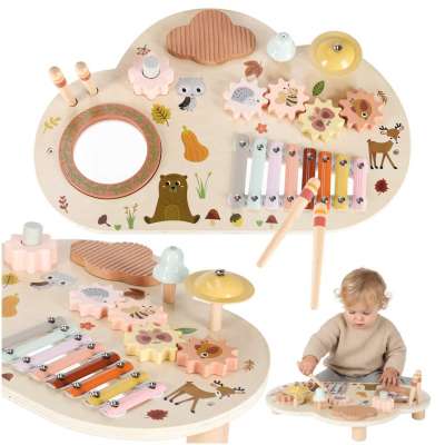 Wooden educational table music board dulcimer cymbals plates