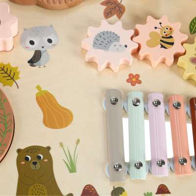 Wooden educational table music board dulcimer cymbals plates