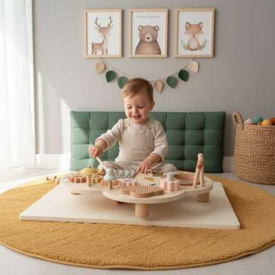 Wooden educational table music board dulcimer cymbals plates