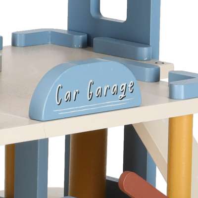 Wooden garage car parking double-decker gas station