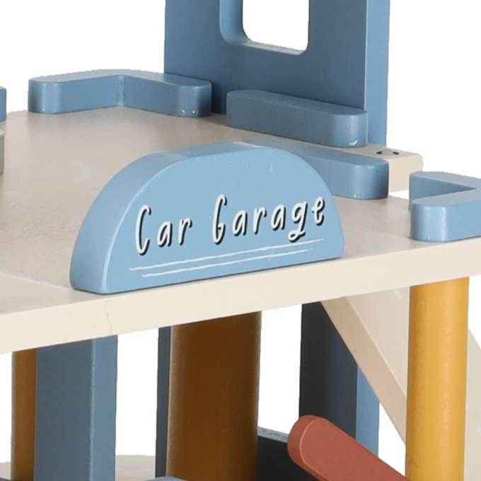 Wooden garage car parking double-decker gas station
