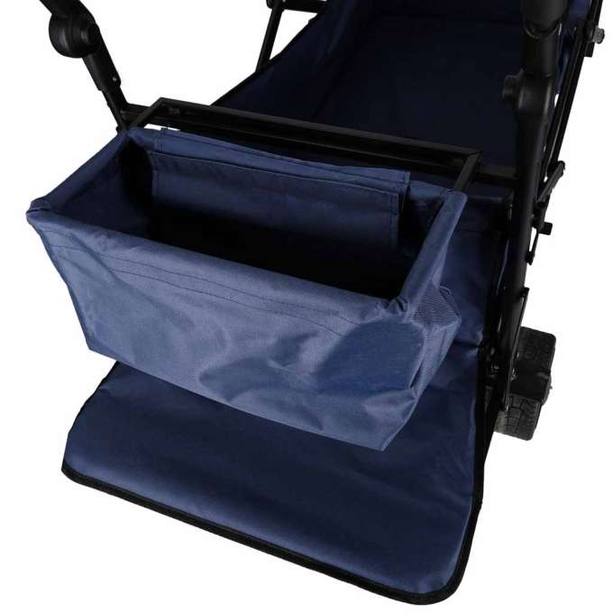 Wózek transportowy LUARO plażowy składany z daszkiem i siatką 120l granatowy