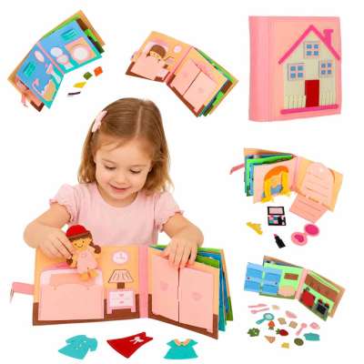3D Felt Sensory Educational Activity Book with Moving Parts A House