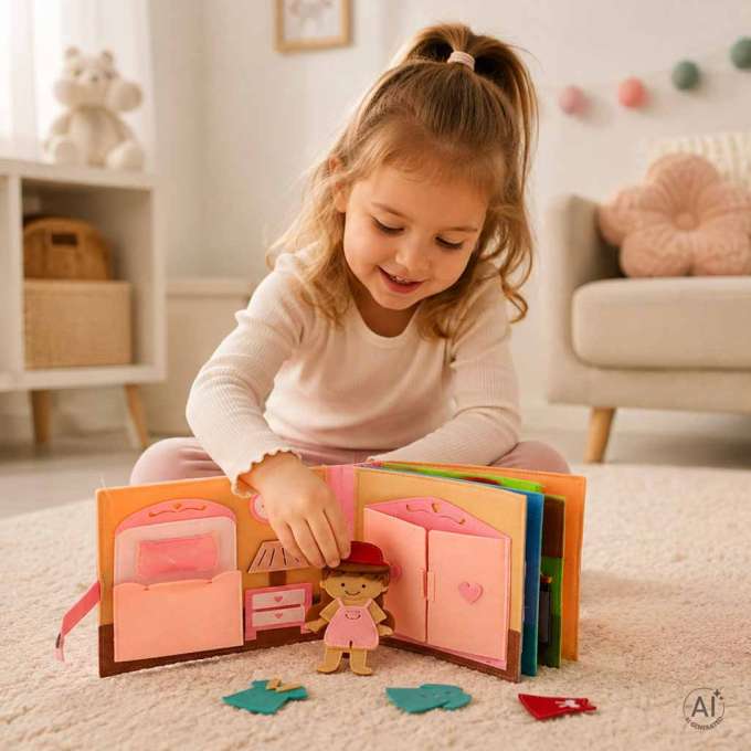 3D Felt Sensory Educational Activity Book with Moving Parts A House