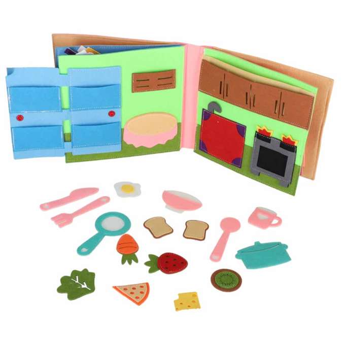 3D Felt Sensory Educational Activity Book with Moving Parts A House