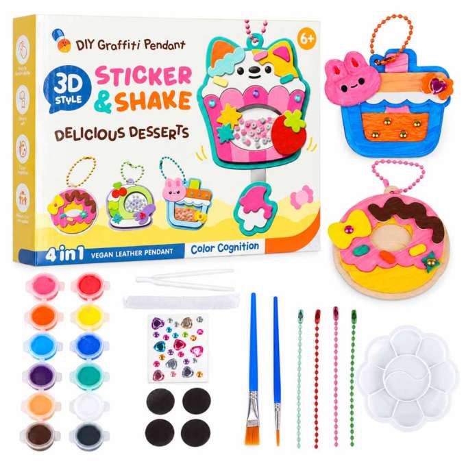 3D Keychain Making Kit 4 Dessert-Themed Charms